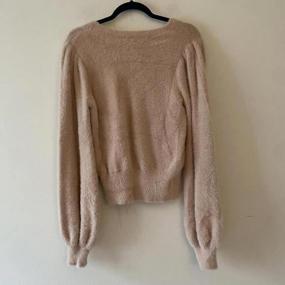 ASTR blush light pink balloon sleeve fuzzy sweater - Picture 3 of 5